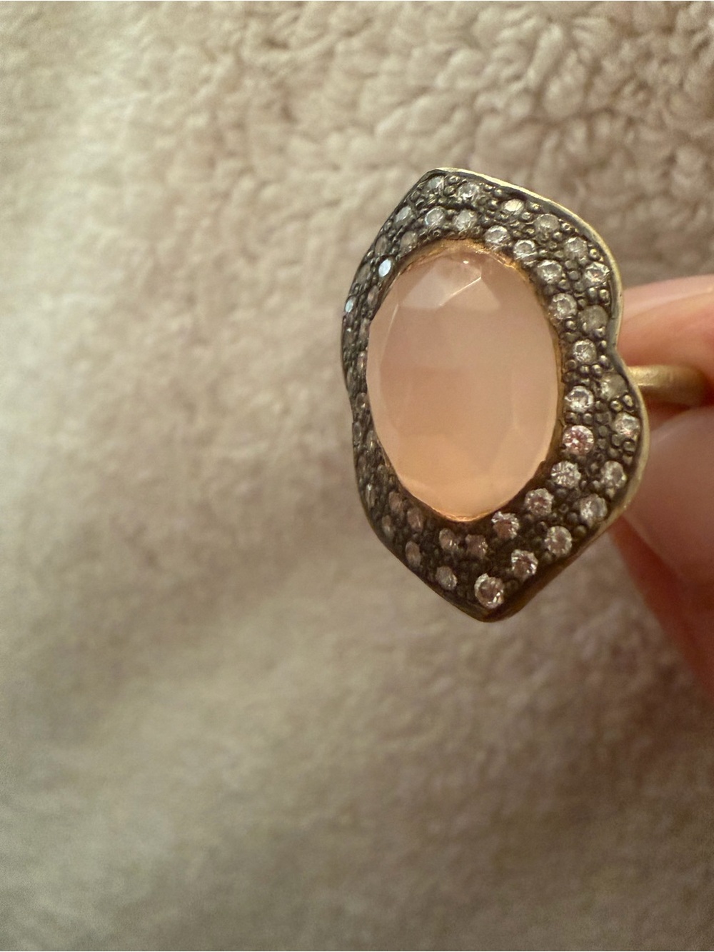 Pink QUARTZ, Swarovski Halo Cocktail Ring - Women Jewelry SIZE 9 like new!